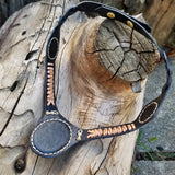 Boho Leather Choker with Turquoise Stone setting (2265121292342)