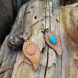 Boho Leather Earring with Turquoise Stone Setting (2265122046006)