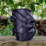 Made To Order-Handcrafted Genuine Black Vegetal Leather Embossed Skull Design Cuff, Cool Unique Lifestyle Gift Skull Leather Bracelet-Biker's Wristband