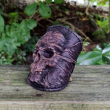 MADE TO ORDER - Handcrafted Genuine Rustic Vegetal Leather Embossed Skull Design Cuff, Cool Unique Lifestyle Gift Skull Leather Bracelet-Biker's Wristband