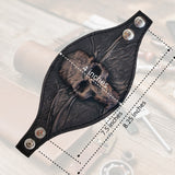 MADE TO ORDER - Handcrafted Genuine Rustic Vegetal Leather Embossed Skull Design Cuff, Cool Unique Lifestyle Gift Skull Leather Bracelet-Biker's Wristband