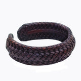 Boho Handcraft Braided Genuine Vegetal Leather Brown Bracelet-Unisex Gift Fashion Leather Jewelry-Cuff