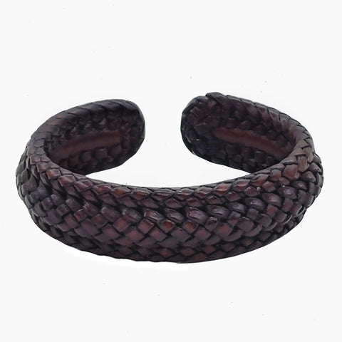 Boho Handcraft Braided Genuine Vegetal Leather Brown Bracelet-Unisex Gift Fashion Leather Jewelry-Cuff