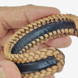 Boho Handcraft Braided Genuine Vegetal Leather Black and Tan Color Bracelet-Unisex Gift Fashion Leather Jewelry-Cuff