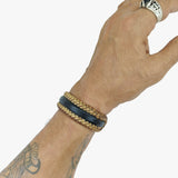 Boho Handcraft Braided Genuine Vegetal Leather Black and Tan Color Bracelet-Unisex Gift Fashion Leather Jewelry-Cuff