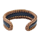 Boho Handcraft Braided Genuine Vegetal Leather Black and Tan Color Bracelet-Unisex Gift Fashion Leather Jewelry-Cuff