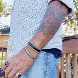 Boho Handcraft Braided Genuine Vegetal Leather Black and Tan Color Bracelet-Unisex Gift Fashion Leather Jewelry-Cuff