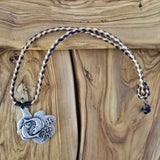 Boho Pewter and Leather Necklace (4095784550454)