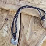 Boho Pewter and Leather Necklace (4095790546998)