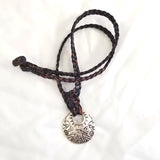 Boho Pewter and Leather Necklace (4095790546998)