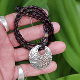 Boho Handcrafted Vegetal Leather Necklace with Silver Plated Charm-Unique Gift Unisex Fashion Jewelry