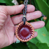 Boho Handcrafted Vegetal Brown Leather Necklace with Braided Silver Plated Charm-Gift Unisex Fashion Jewelry with Charm