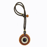 Boho Handcrafted Vegetal Brown Leather Necklace with Braided Silver Plated Charm-Gift Unisex Fashion Jewelry with Charm