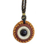Boho Handcrafted Vegetal Brown Leather Necklace with Braided Silver Plated Charm-Gift Unisex Fashion Jewelry with Charm