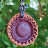 Boho Handcrafted Vegetal Brown Leather Necklace with Braided Silver Plated Charm-Gift Unisex Fashion Jewelry with Charm