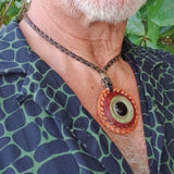 Boho Handcrafted Vegetal Brown Leather Necklace with Braided Silver Plated Charm-Gift Unisex Fashion Jewelry with Charm