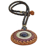 Boho Handcrafted Vegetal Brown Leather Necklace with Braided Silver Plated Charm-Gift Unisex Fashion Jewelry with Charm