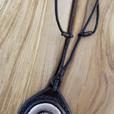 Boho Leather Pendant Necklace with Red Agate Stone and Leather (4095921848374)