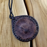 Boho Leather Pendant Necklace with Red Agate Stone and Leather (4095921848374)
