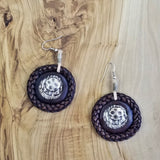 Boho Pewter and Leather Earrings (4096015892534)
