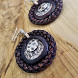 Boho Pewter and Leather Earrings (4096015892534)