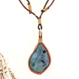 Boho Leather Necklace with Tourmalinated Quartz Setting (4429791789110)