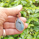 Boho Leather Necklace with Tourmalinated Quartz Setting (4429791789110)