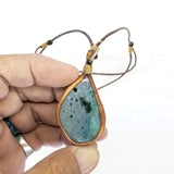 Boho Leather Necklace with Tourmalinated Quartz Setting (4429791789110)
