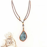 Boho Leather Necklace with Tourmalinated Quartz Setting (4429791789110)