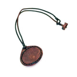 Handcrafted Genuine Vegetal Leather Necklace with Black Agate Setting Pendant-Unique Gift Unisex Fashion Leather Jewelry