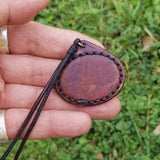 Handcrafted Genuine Vegetal Leather Necklace with Black Agate Setting Pendant-Unique Gift Unisex Fashion Leather Jewelry