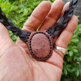 Boho Leather Choker with Agate Stone (4431438544950)