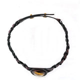 Boho Leather Choker with Agate Stone (4431438544950)