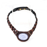 Boho Handcrafted Genuine Leather Choker with White Agate - Quality Unisex Fashion Leather Jewelery