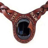 Boho Leather Choker with Onyx Setting (4431454928950)