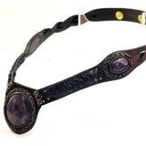 Boho Leather Choker with Amethyst Stone (4431473475638)