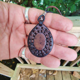 Boho Handcrafted Genuine Braided Leather Necklace with Orange Gold Stone-Unique Quality Gift Unisex Fashion Leather Jewelry