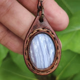 Handcrafted Genuine Vegetal Leather Necklace with White Agate Setting- Unique Gift Unisex Fashion Jewelry