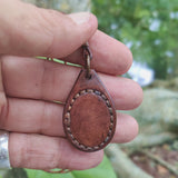 Handcrafted Genuine Vegetal Leather Necklace with White Agate Setting- Unique Gift Unisex Fashion Jewelry