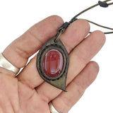 Boho Handcrafted Genuine Leather Necklace with Red Agate Stone-Lifestyle Unique Gift Unisex Fashion Leather Jewelry