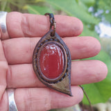 Boho Handcrafted Genuine Leather Necklace with Red Agate Stone-Lifestyle Unique Gift Unisex Fashion Leather Jewelry