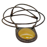 Boho Handcrafted Genuine Leather Necklace with Yellow Agate Stone-Lifestyle Unique Gift Unisex Fashion Leather Jewelry