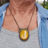 Boho Handcrafted Genuine Leather Necklace with Yellow Agate Stone-Lifestyle Unique Gift Unisex Fashion Leather Jewelry