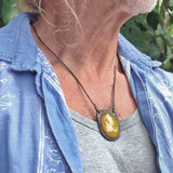 Boho Handcrafted Genuine Leather Necklace with Yellow Agate Stone-Lifestyle Unique Gift Unisex Fashion Leather Jewelry