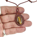 Boho Handcrafted Genuine Leather Necklace with Tiger Eye Stone-Lifestyle Unique Gift Unisex Fashion Leather Jewelry