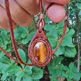 Boho Handcrafted Genuine Leather Necklace with Tiger Eye Stone-Lifestyle Unique Gift Unisex Fashion Leather Jewelry