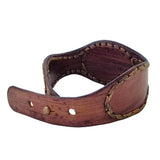 Handcrafted Genuine Brown Vegetal Leather Cuff with Firuze Stone Setting-Lifestyle Unique Gift Fashion Jewelry Bracelet-Bangle