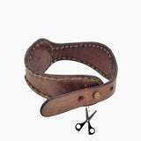 Handcrafted Genuine Brown Vegetal Leather Cuff with Black Agate Stone Setting-Lifestyle Unique Gift Fashion Jewelry Bracelet