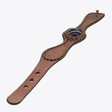 Handcrafted Genuine Brown Vegetal Leather Cuff with Black Agate Stone Setting-Lifestyle Unique Gift Fashion Jewelry Bracelet