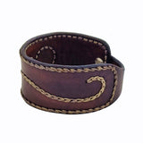 Handcrafted Genuine Brown Vegetal Leather Cuff with Firuze Stone Setting-Lifestyle Unique Gift Fashion Jewelry Bracelet